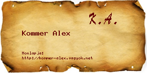 Kommer Alex névjegykártya